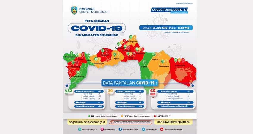 Peta Sebaran Covid-19 Kabupaten Situbondo. (im)