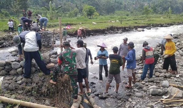 Koramil 0823/12 Suboh Situbondo Gelar Karya Bakti bersama Warga Bangun Jembatan Penghubung Antar Dusun